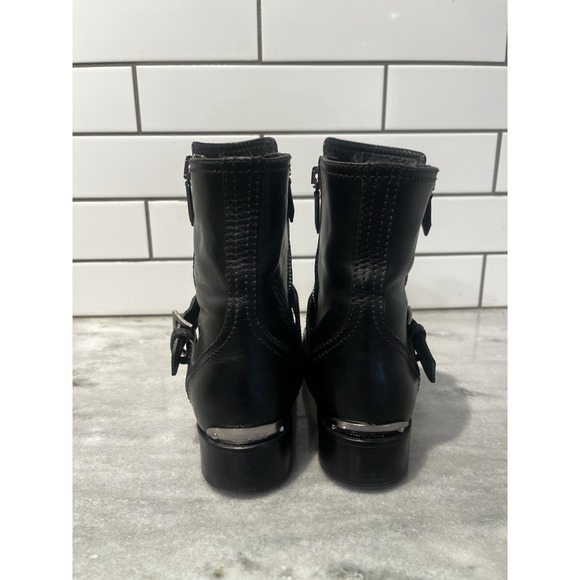 Miu Miu Womens Donna Leather Zip Up Belted Biker Ankle Boots Black Size 39 8.5 - Picture 3 of 14